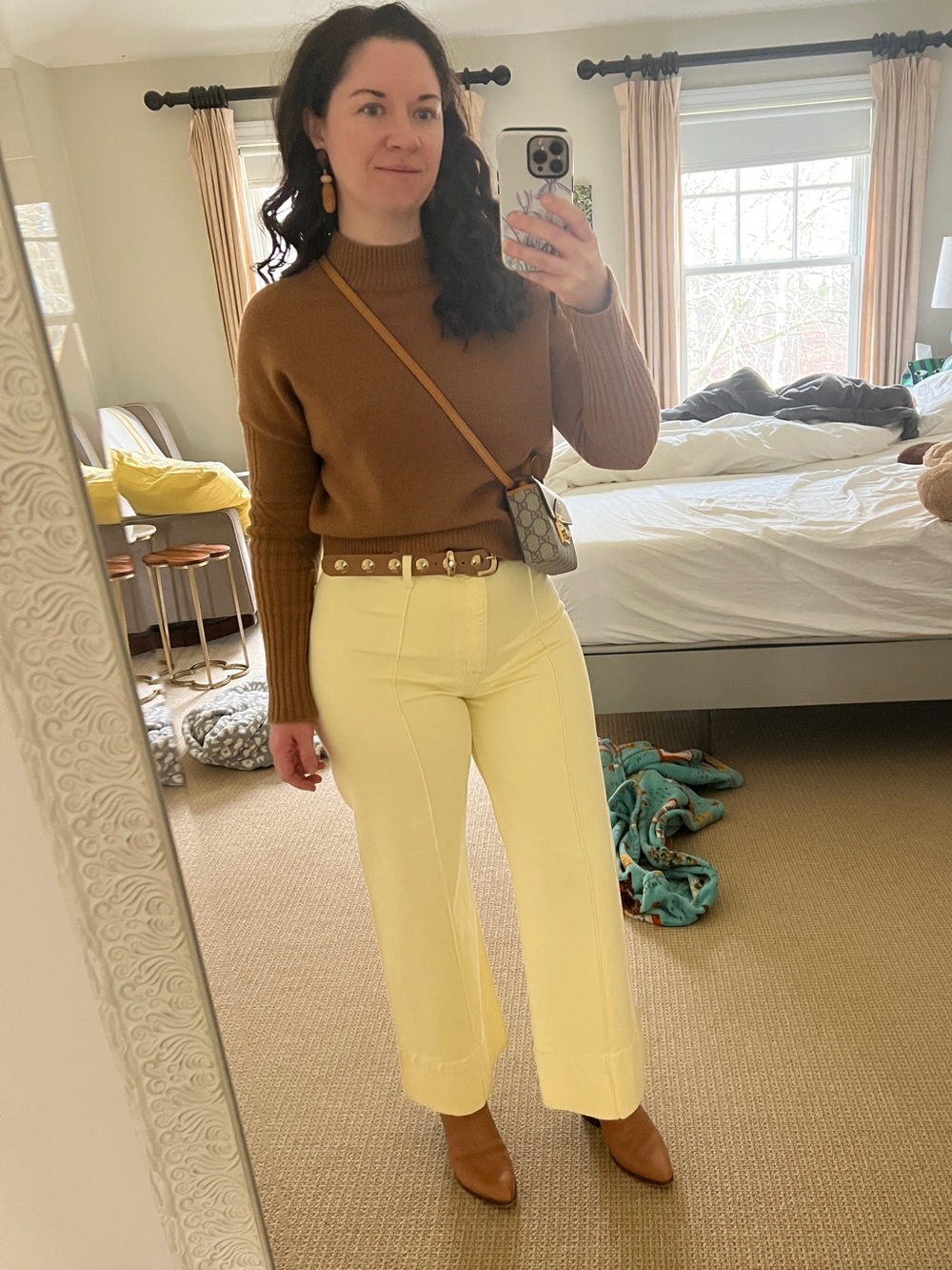 Pistola Yellow Wide-Leg Jeans with Front Seams